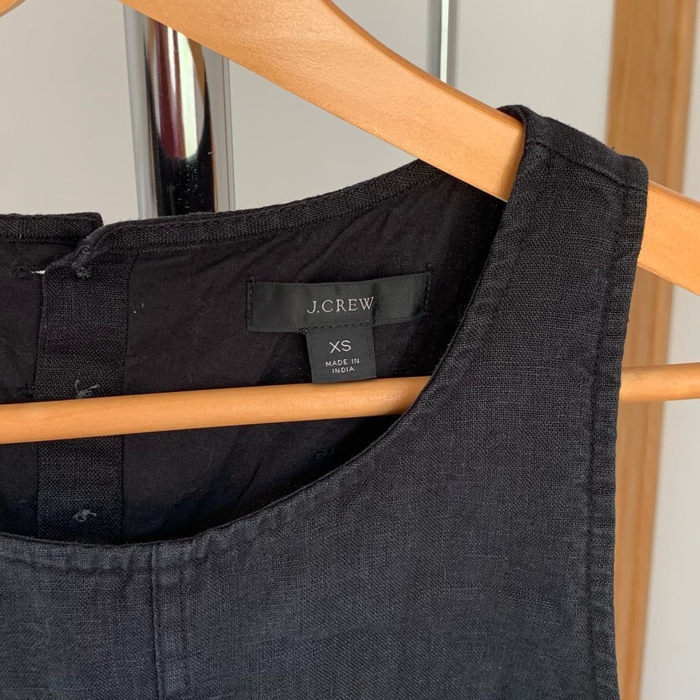 J. Crew Button Back 100% Linen Shift Dress Black Size XS - Picture 6 of 10